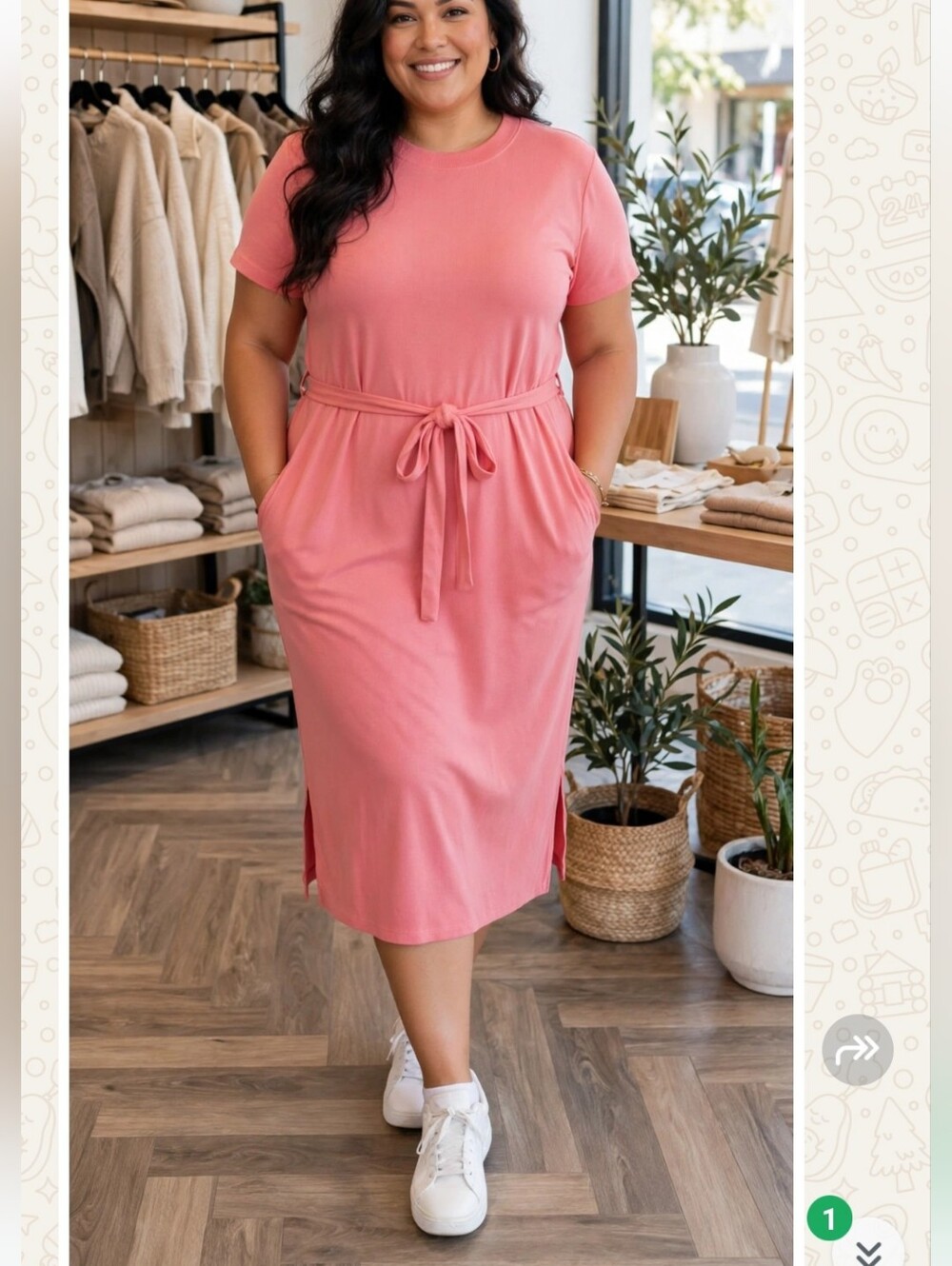 Middie dress , with pockets, belted